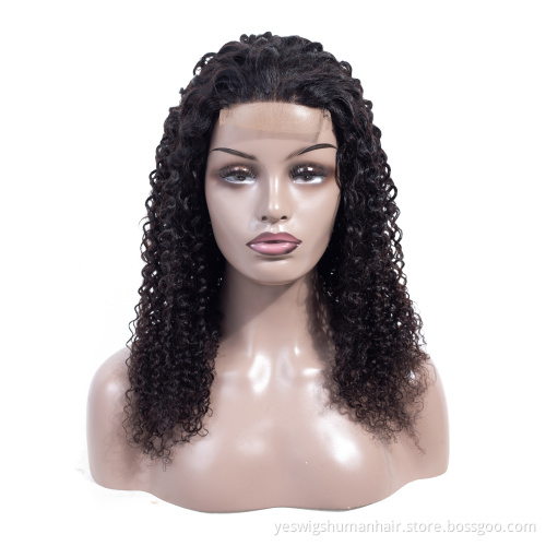 Factory Supplier Raw Peruvian Virgin Human Hair  Hot Sale 5X5 inch Lace Closure Wig Natural color Human Hair Kinky Curly Wigs